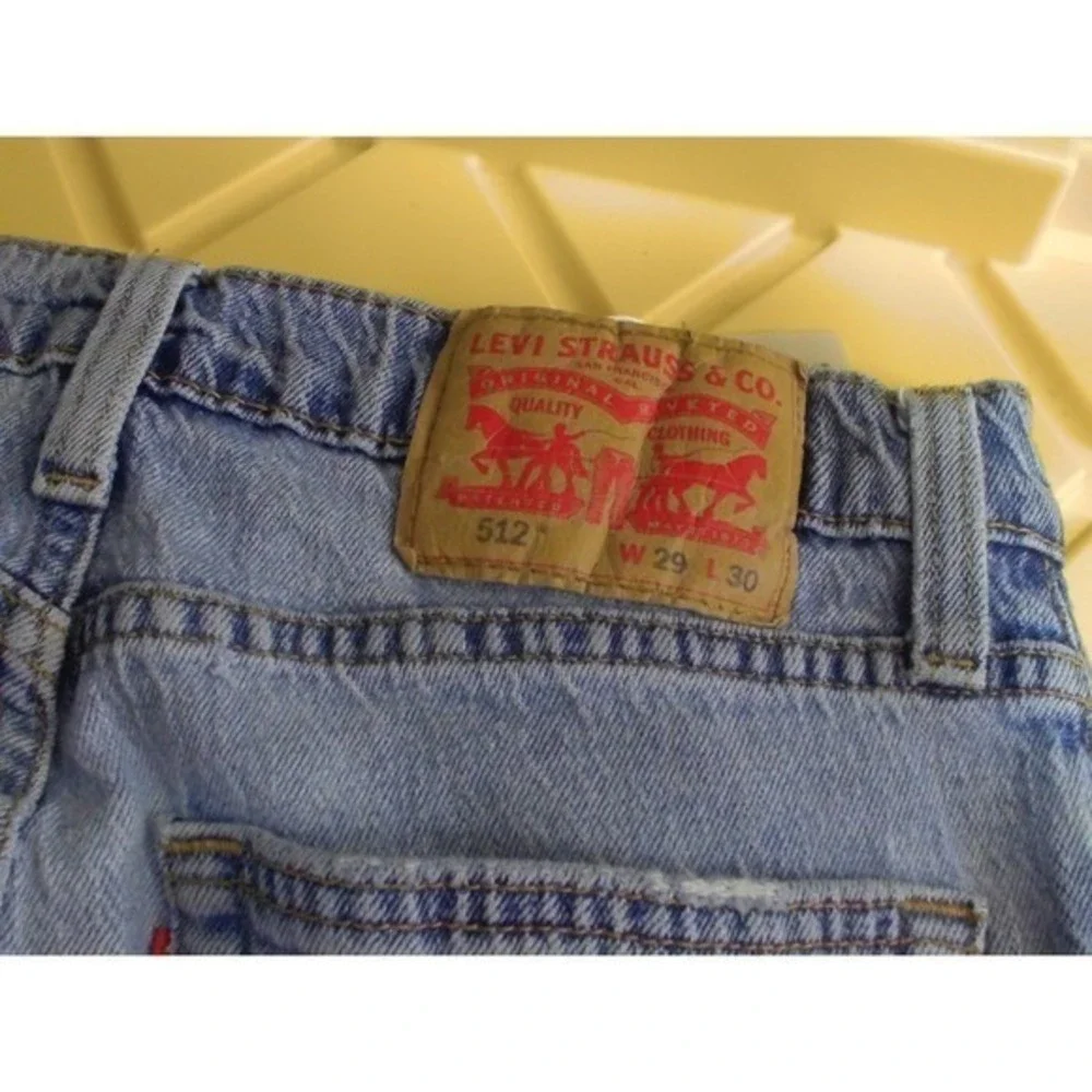 Levis‎ 512 Slim Taper Distressed Light Wash Jeans Mens 29x30 Blue Denim